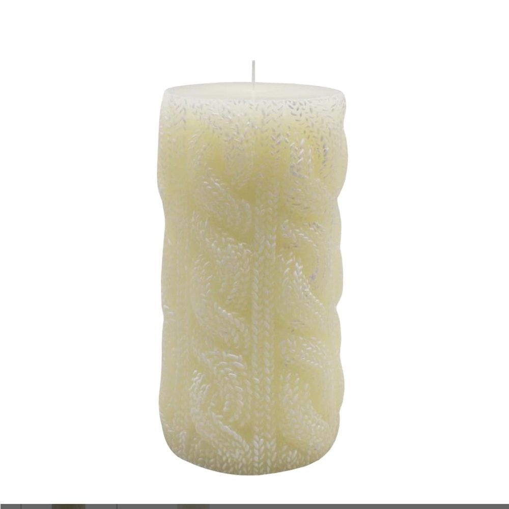 Ashland Cable Knit Ivory Pillar Christmas Candle